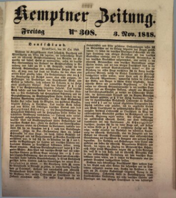 Kemptner Zeitung Freitag 3. November 1848