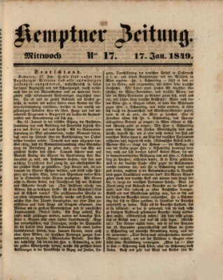 Kemptner Zeitung Mittwoch 17. Januar 1849