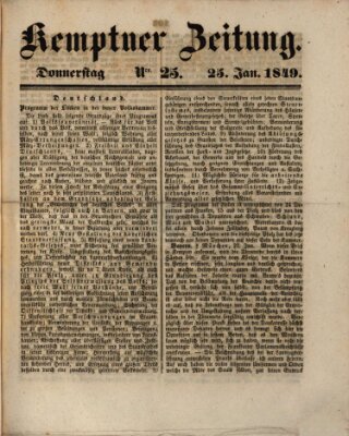 Kemptner Zeitung Donnerstag 25. Januar 1849