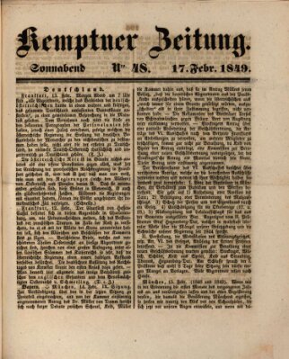 Kemptner Zeitung Samstag 17. Februar 1849