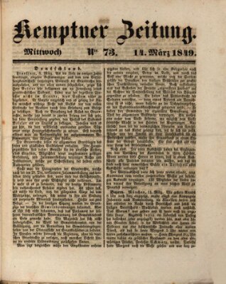 Kemptner Zeitung Mittwoch 14. März 1849