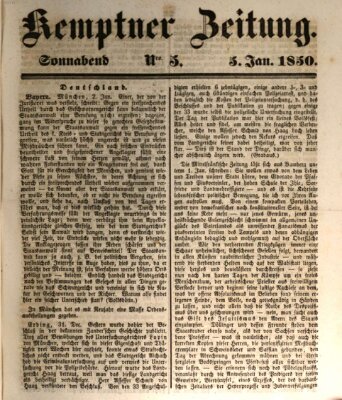 Kemptner Zeitung Samstag 5. Januar 1850