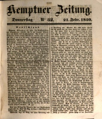 Kemptner Zeitung Donnerstag 21. Februar 1850