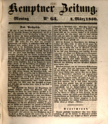 Kemptner Zeitung Montag 4. März 1850