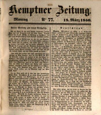 Kemptner Zeitung Montag 18. März 1850