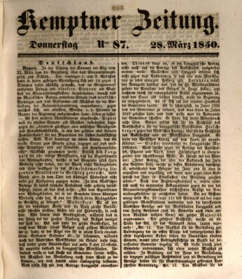 Kemptner Zeitung Donnerstag 28. März 1850