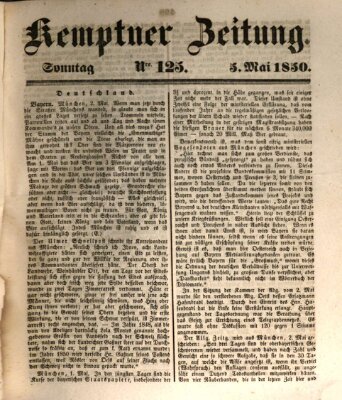 Kemptner Zeitung Sonntag 5. Mai 1850