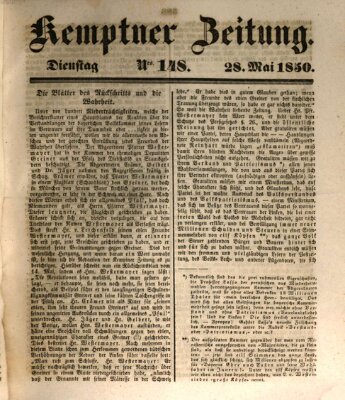 Kemptner Zeitung Dienstag 28. Mai 1850