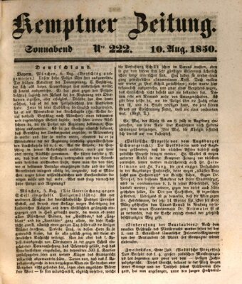 Kemptner Zeitung Samstag 10. August 1850
