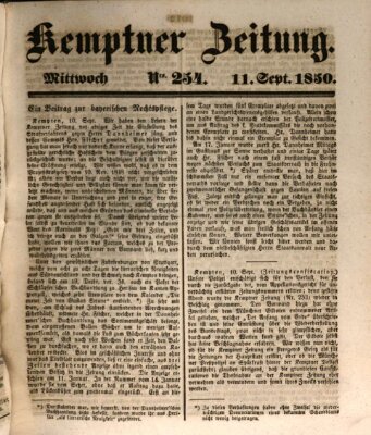 Kemptner Zeitung Mittwoch 11. September 1850