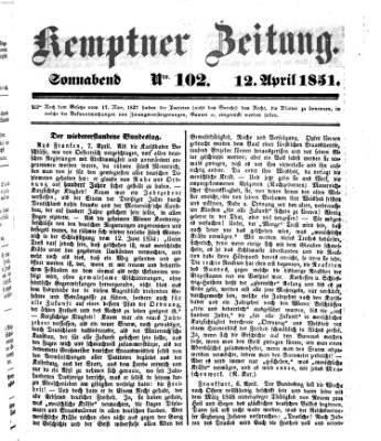 Kemptner Zeitung Samstag 12. April 1851