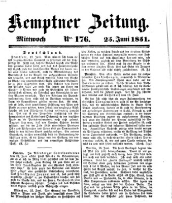Kemptner Zeitung Mittwoch 25. Juni 1851