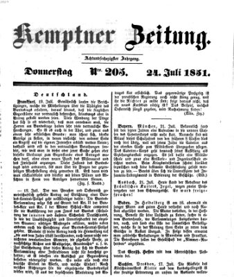 Kemptner Zeitung Donnerstag 24. Juli 1851