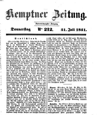 Kemptner Zeitung Donnerstag 31. Juli 1851