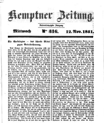 Kemptner Zeitung Mittwoch 12. November 1851