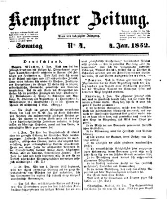 Kemptner Zeitung Sonntag 4. Januar 1852