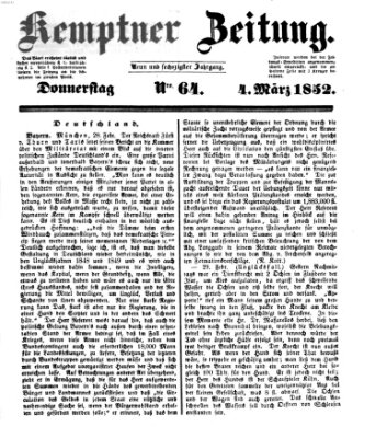 Kemptner Zeitung Donnerstag 4. März 1852