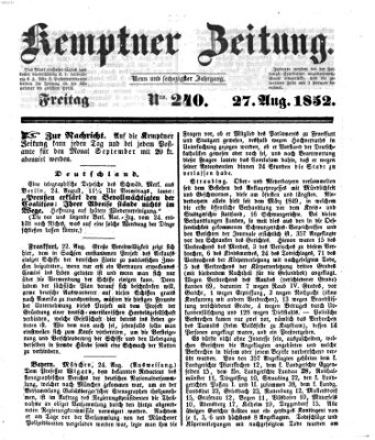 Kemptner Zeitung Freitag 27. August 1852
