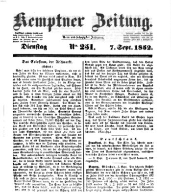 Kemptner Zeitung Dienstag 7. September 1852