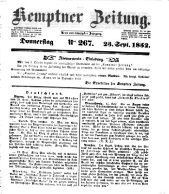 Kemptner Zeitung Donnerstag 23. September 1852