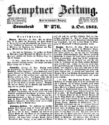 Kemptner Zeitung Samstag 2. Oktober 1852