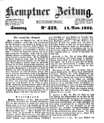 Kemptner Zeitung Sonntag 14. November 1852