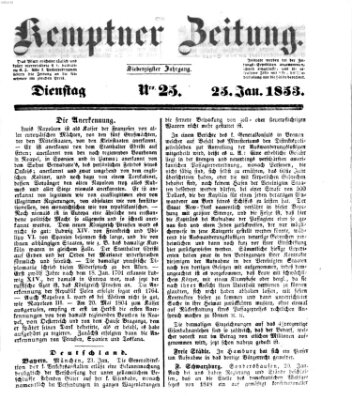 Kemptner Zeitung Dienstag 25. Januar 1853