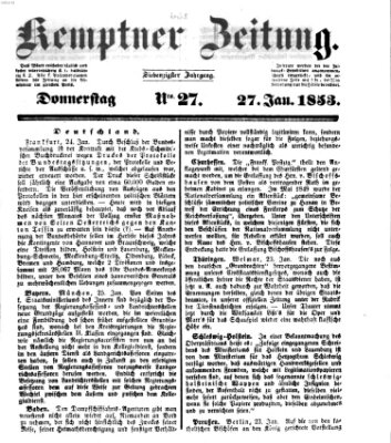 Kemptner Zeitung Donnerstag 27. Januar 1853