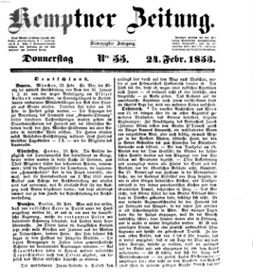 Kemptner Zeitung Donnerstag 24. Februar 1853