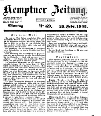 Kemptner Zeitung Montag 28. Februar 1853
