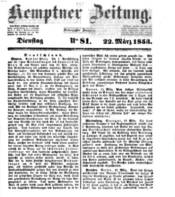 Kemptner Zeitung Dienstag 22. März 1853