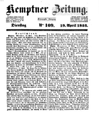 Kemptner Zeitung Dienstag 19. April 1853