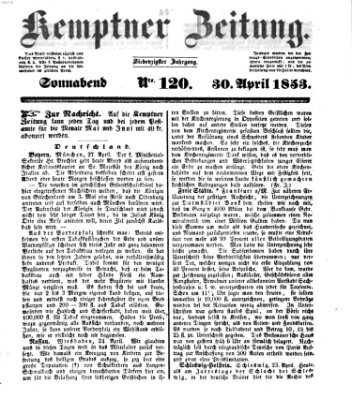 Kemptner Zeitung Samstag 30. April 1853