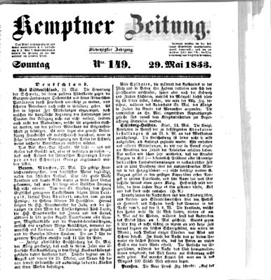 Kemptner Zeitung Sonntag 29. Mai 1853