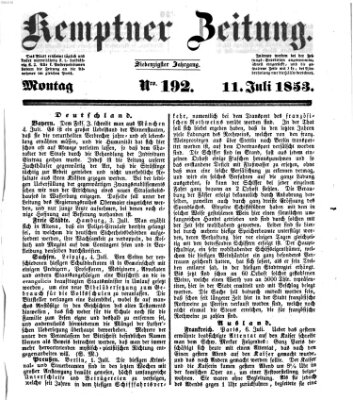 Kemptner Zeitung Montag 11. Juli 1853