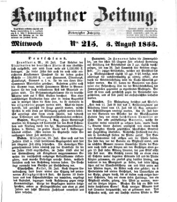 Kemptner Zeitung Mittwoch 3. August 1853