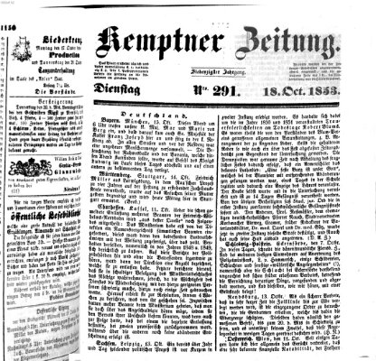 Kemptner Zeitung Dienstag 18. Oktober 1853