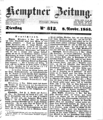 Kemptner Zeitung Dienstag 8. November 1853