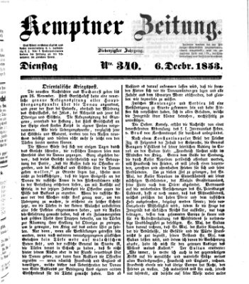 Kemptner Zeitung Dienstag 6. Dezember 1853