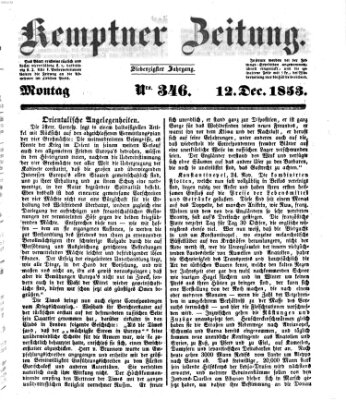 Kemptner Zeitung Montag 12. Dezember 1853
