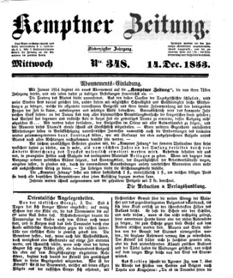 Kemptner Zeitung Mittwoch 14. Dezember 1853