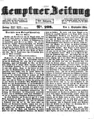 Kemptner Zeitung Freitag 1. September 1854