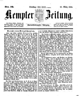 Kemptner Zeitung Dienstag 27. März 1855