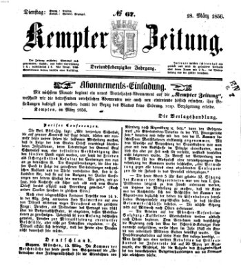 Kemptner Zeitung Dienstag 18. März 1856