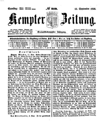 Kemptner Zeitung Samstag 13. September 1856
