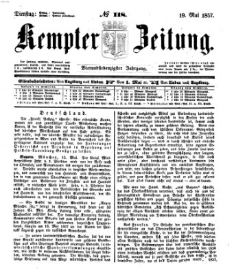 Kemptner Zeitung Dienstag 19. Mai 1857