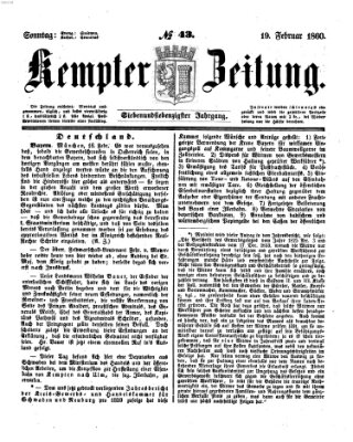 Kemptner Zeitung Sonntag 19. Februar 1860