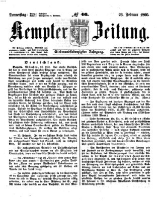 Kemptner Zeitung Donnerstag 23. Februar 1860