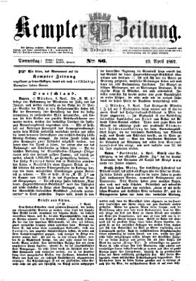 Kemptner Zeitung Donnerstag 10. April 1862