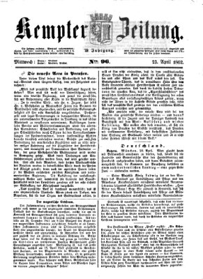 Kemptner Zeitung Mittwoch 23. April 1862